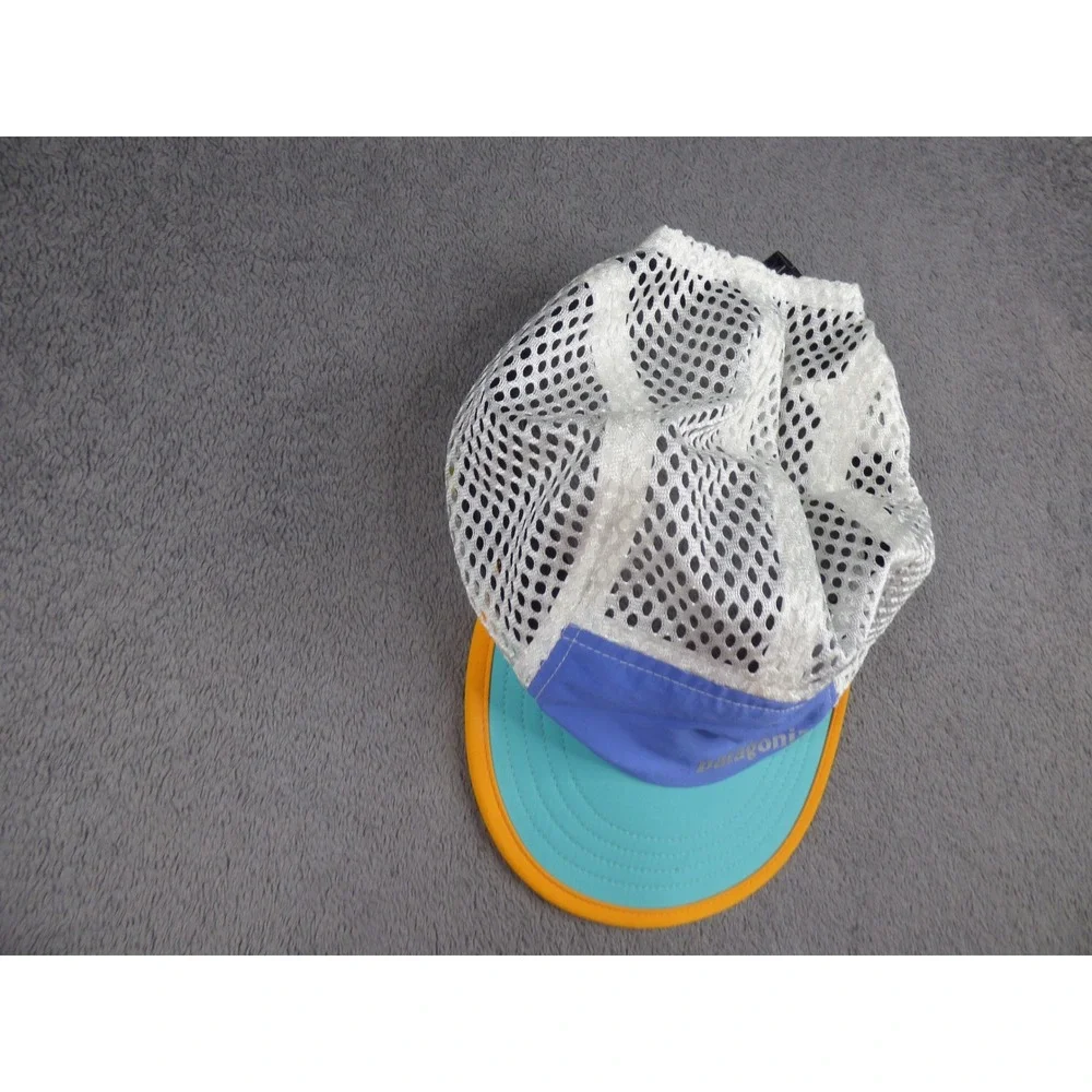 Patagonia Duckbill Cap Mesh Trail Running Hat White Blue Teal Orange Adjustable